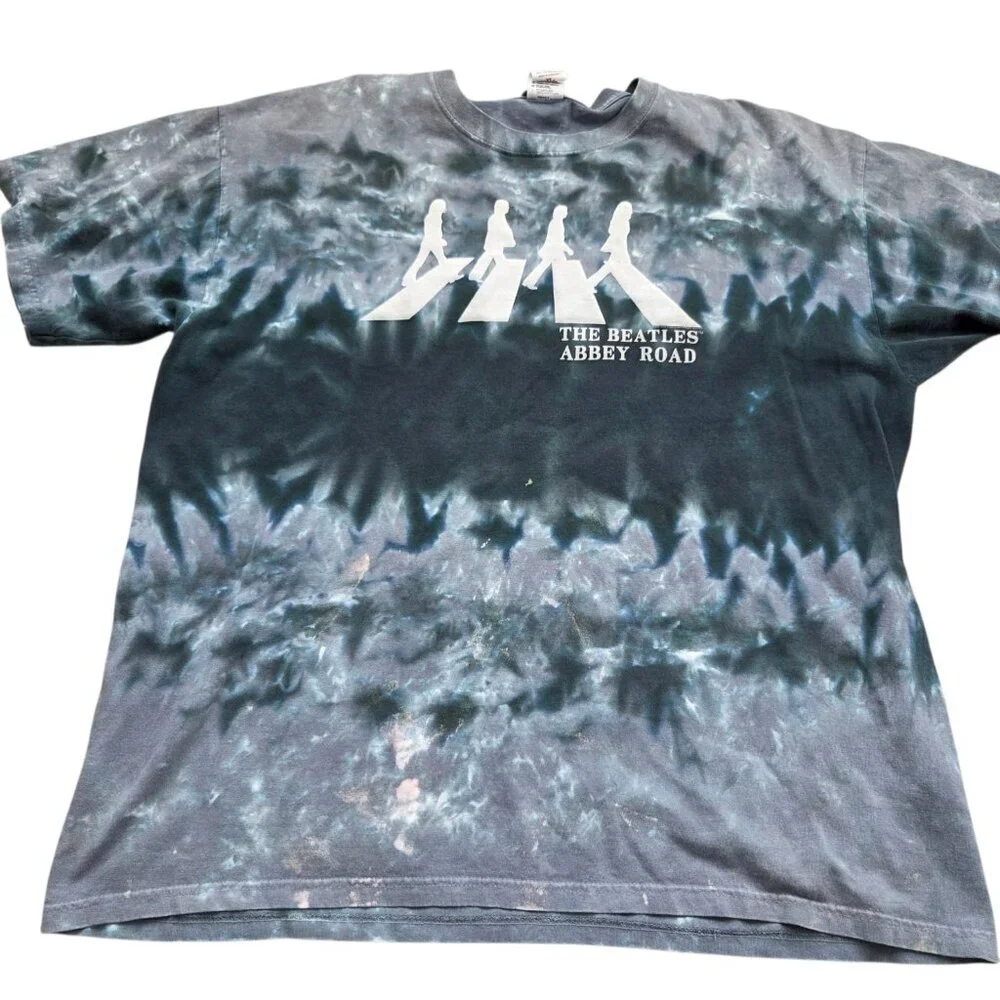 The Beatles Abbey Road T Shirt Mens XL Tye Dye Short Sleeve Liquid Blue
